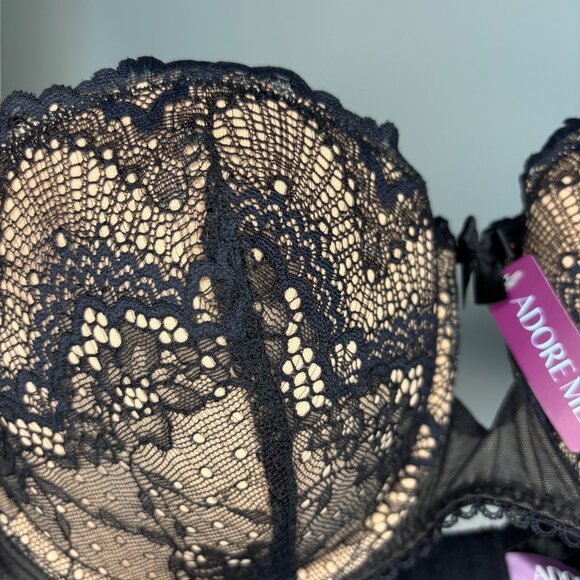 ADORE ME NEW 38DD Underwire Bra Womens Black Lace Nude SCA-BR-00093-JetBlk-38DD - Picture 4 of 7